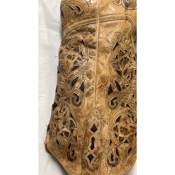 Corral Vintage Boot Women’s 6M Style A1970 Saddle Brushed Laser Brown Tan - Picture 12 of 16